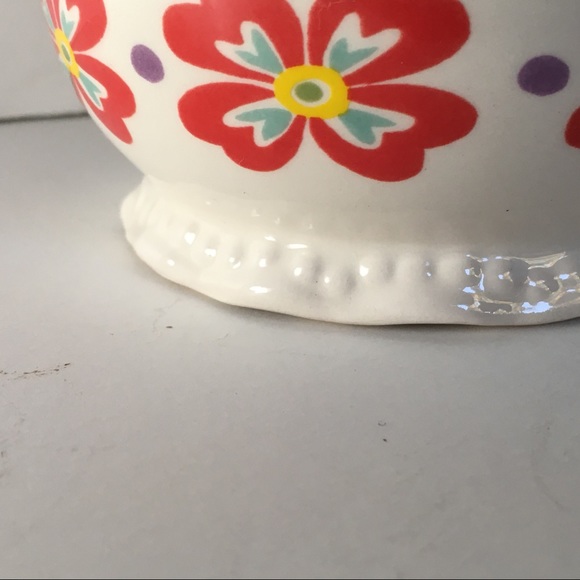 Pioneer Woman Sugar Bowl With Lid Red Flowers Farmhouse Vintage Style Ceramic - Picture 6 of 11